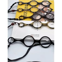 Mini Fashion Hanging Neck Reading Glasses Portable HD Resin Reading Glasses Handheld Small Round Frame Reading Glasses