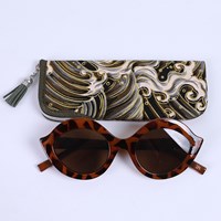 Printed Open Glasses Bag Portable Sunglasses Bag Fashion Tassel Zipper Lightweight Sunglasses Storage Bag Wholesale